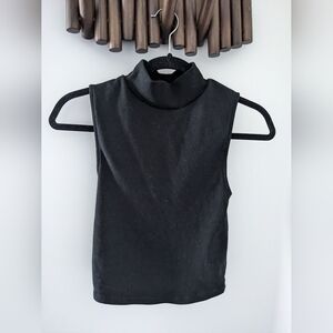 Zara Black Sleeveless Mockneck Top